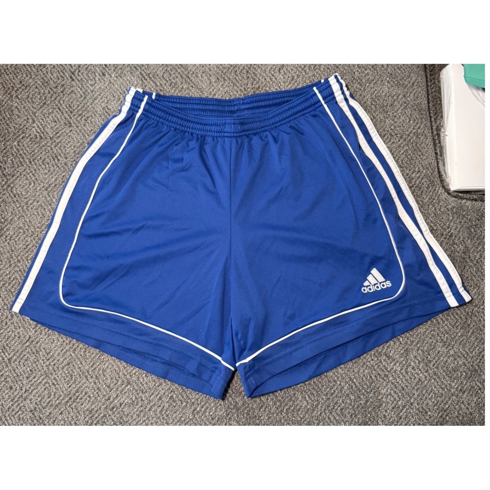 adidas Blue Athletic Shorts with White Trim